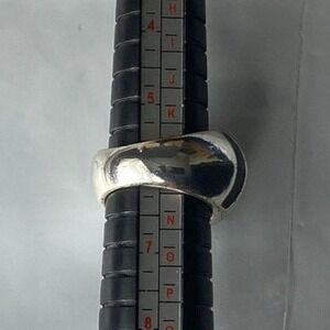 Silver tone Ring Size 7 Oval Blue Stone Statement Band 6.5